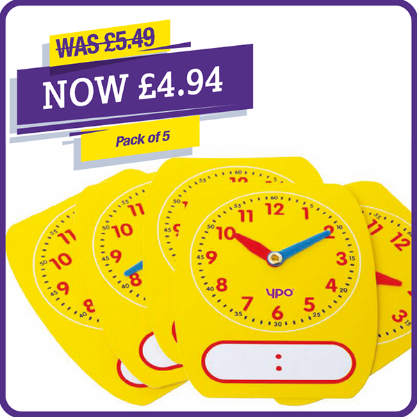 YPO Dry Wipe Clock Dial - Pack of 5