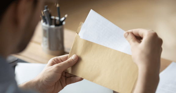 Envelope being filled