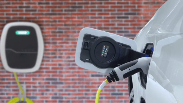 Electric vehicle getting charged