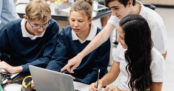 Students using computer