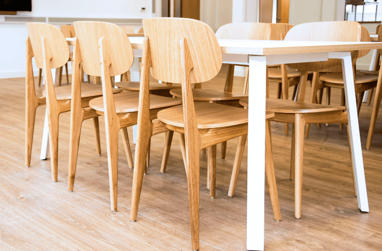 wooden table and chairs