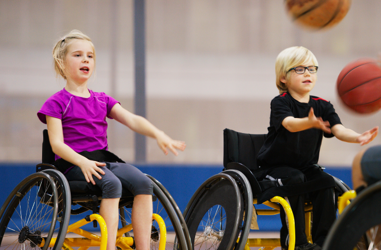 Children playing basketball