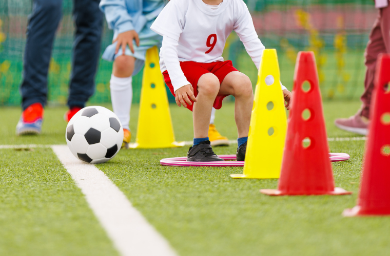 Sports football and cones