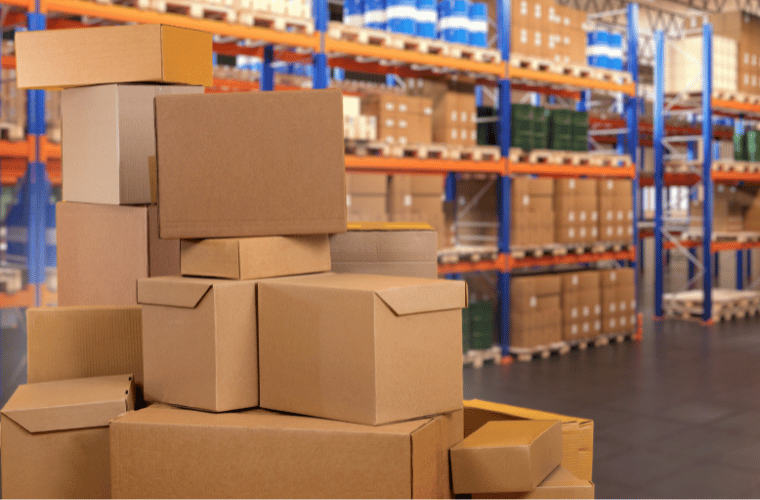 Boxes in warehouse