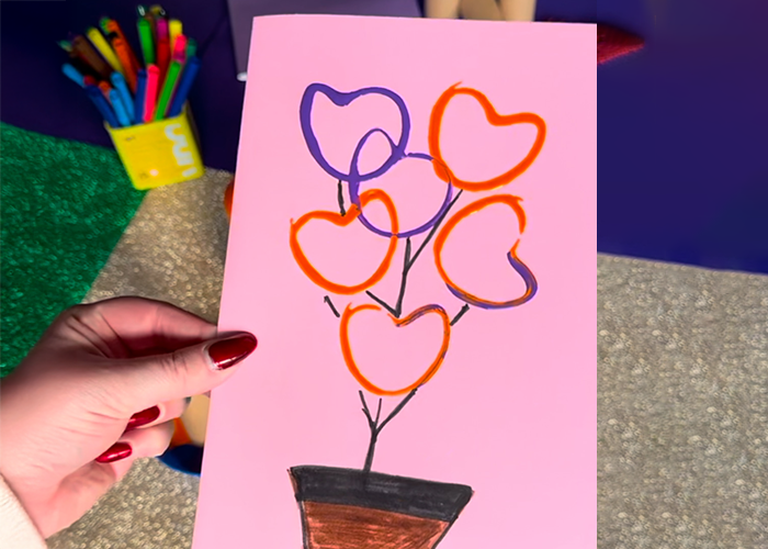 heart stamping Valentine's Day card