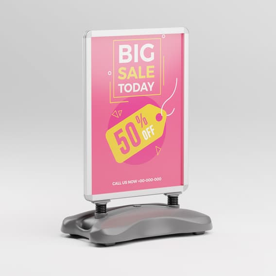 Water Base Sign Frame Viz-Pro Spring Water Base Sign A0 - Silver | Display Frames | YPO
