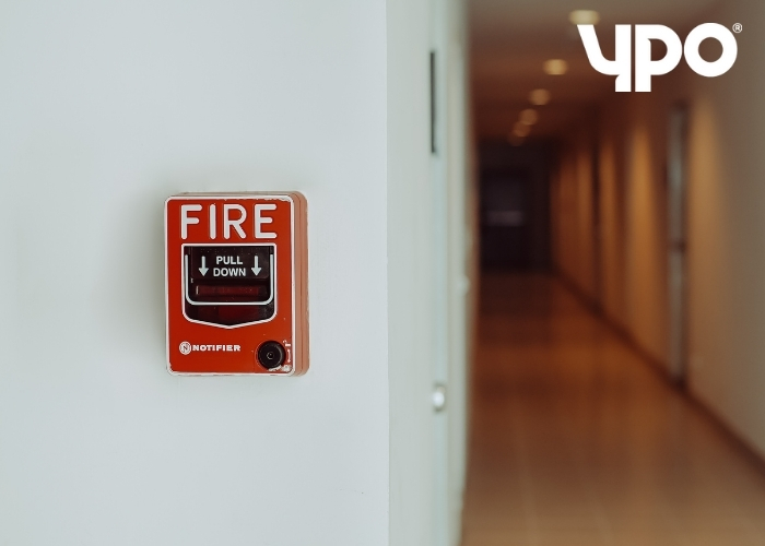 fire alarm on building wall