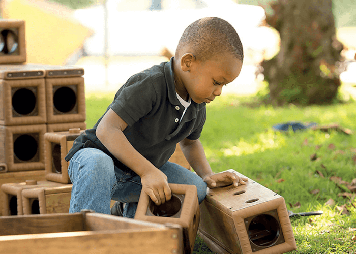 Child playing with blocks