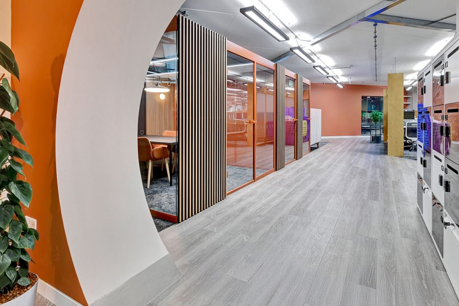 Image of Arts Council England Manchester office new meeting pods and also new lockers.